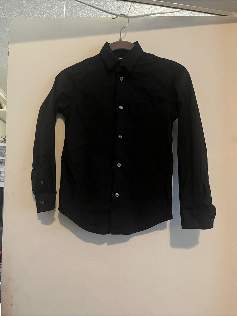 Calvin Klein boys Black Slim Fit Stretch Dress Shirt Size 10